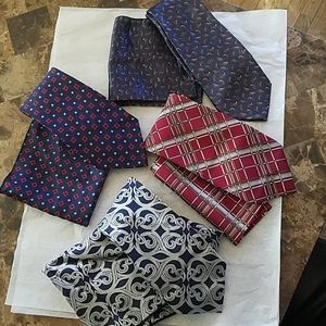 4 Vintage Ties with Matching Pocket Squares Wide